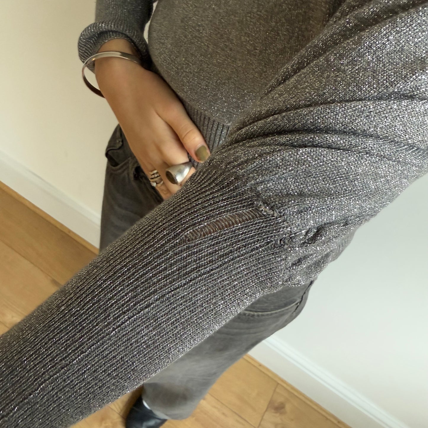 Grey slouchy sparkle knit - Size S