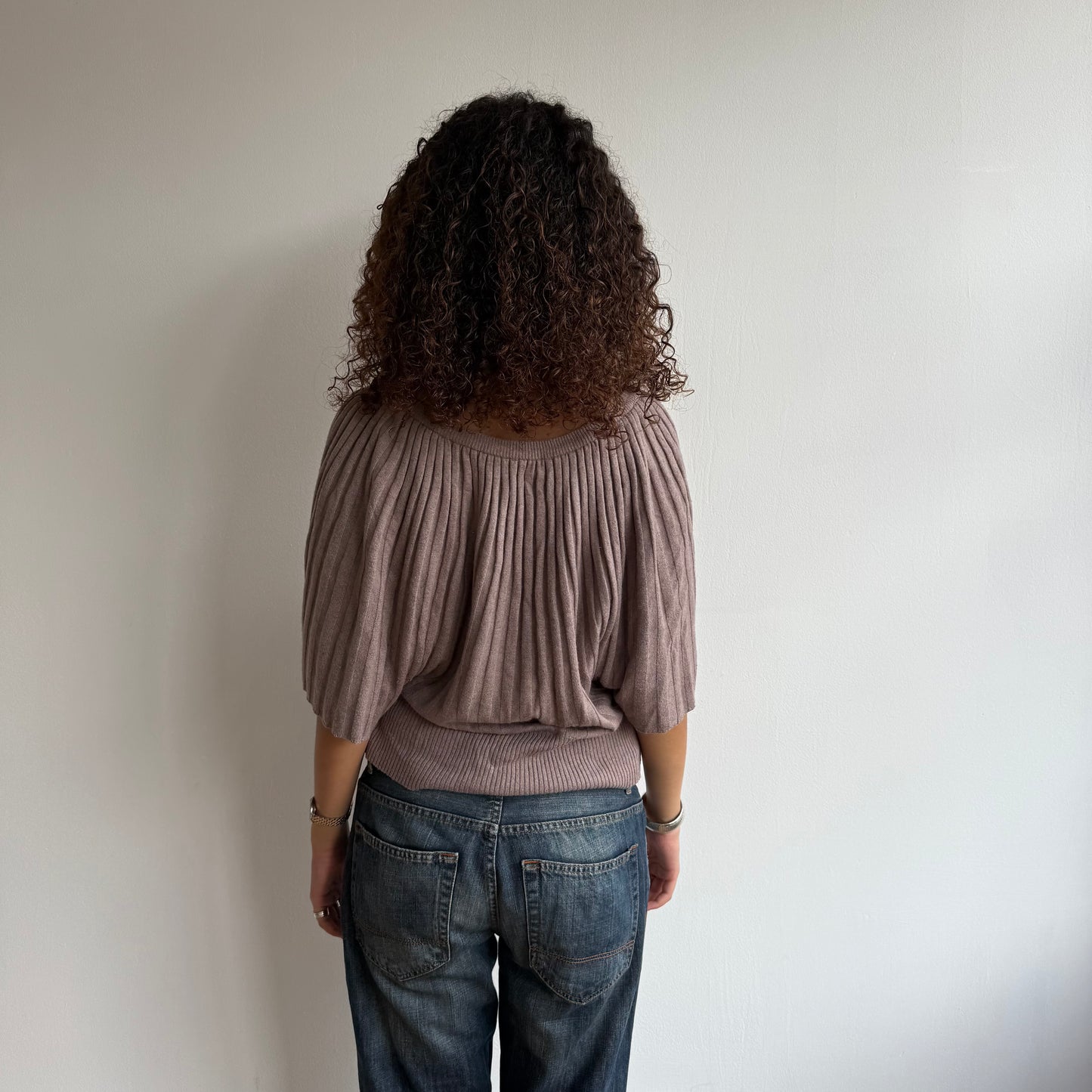 Taupe button batwing knit - Size M