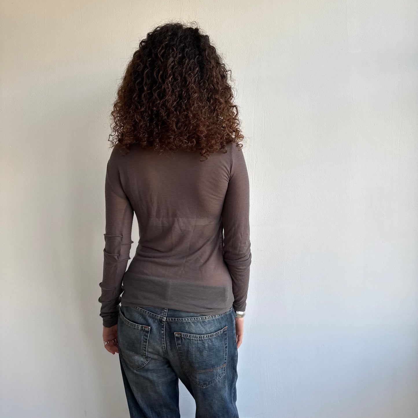 Taupe Cop Copine long sleeve top - Size M