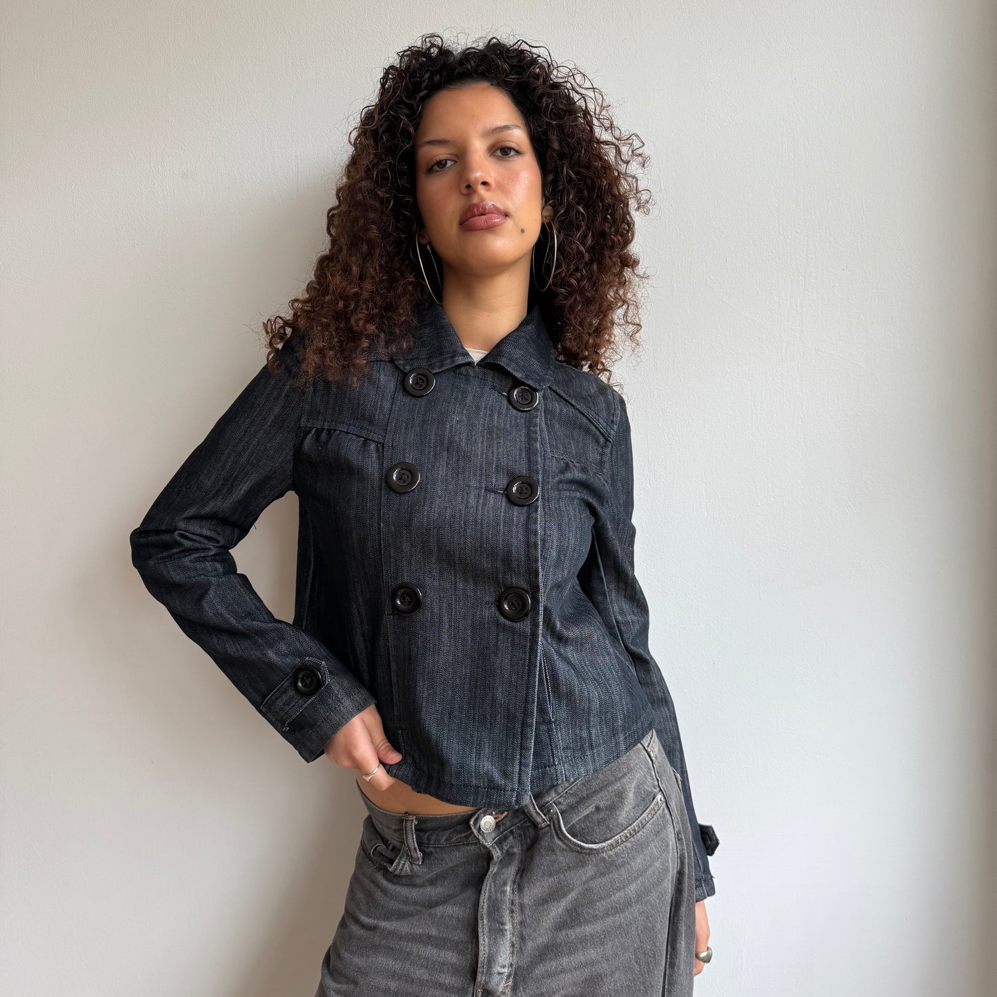 Denim double breasted peacoat - Size S