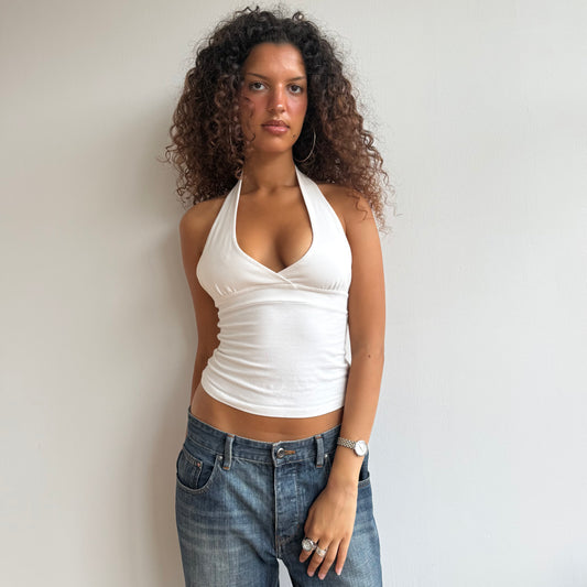 White tie back halter top - Size XS