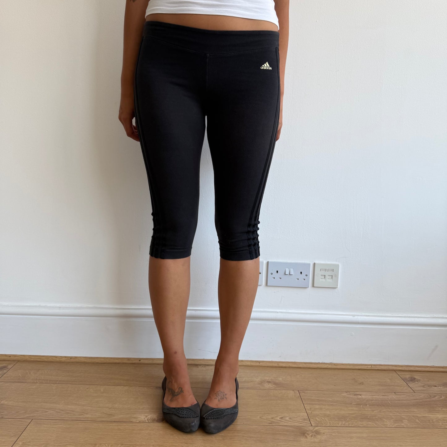 Black Adidas 3-stripe capris - Size S