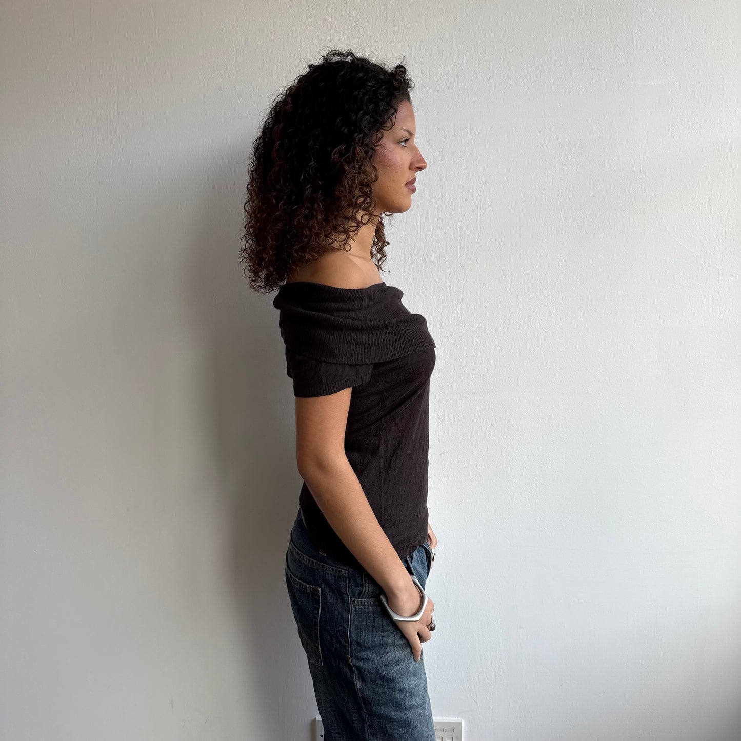 Chocolate brown Bardot knit - Size M