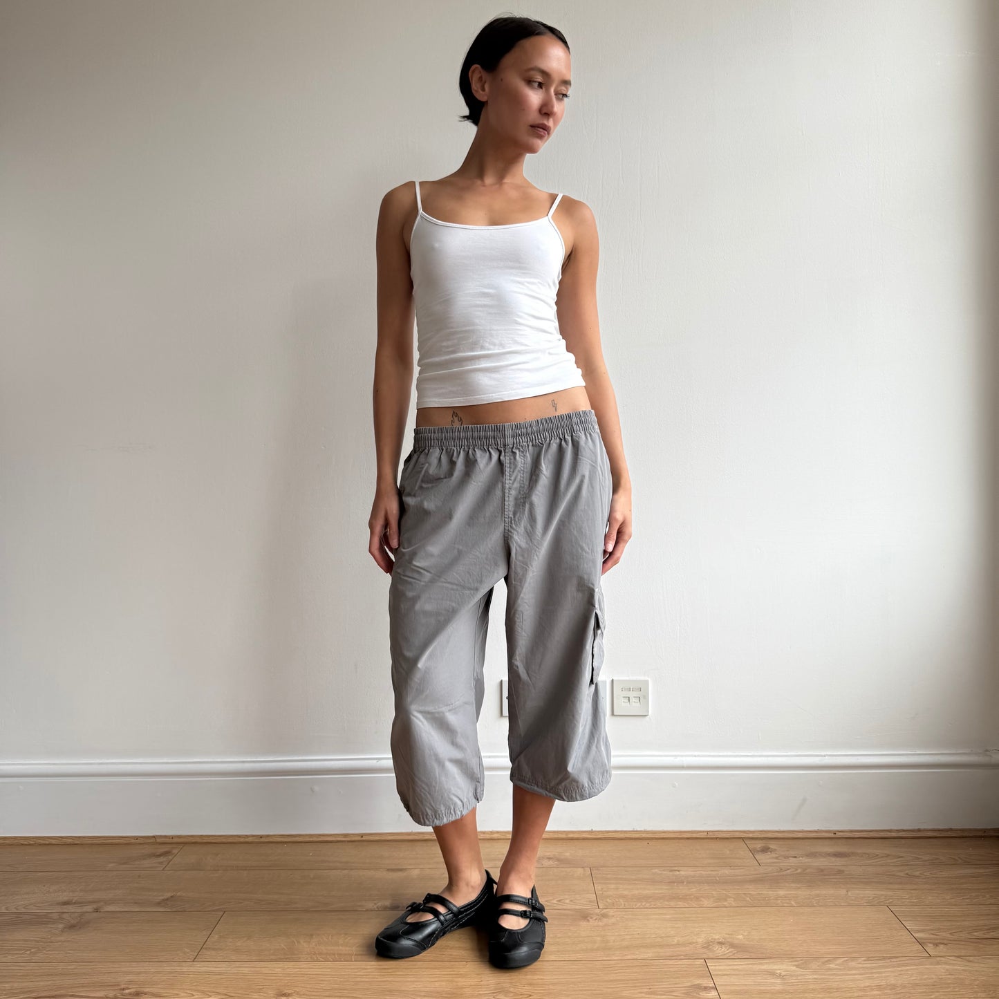 Grey Adidas pocket cargo capris - Size S/M