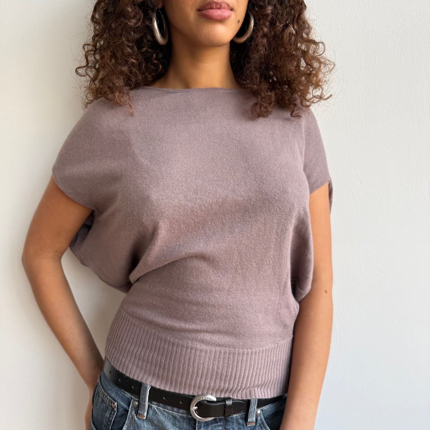 Mauve/taupe short sleeve knit - Size S