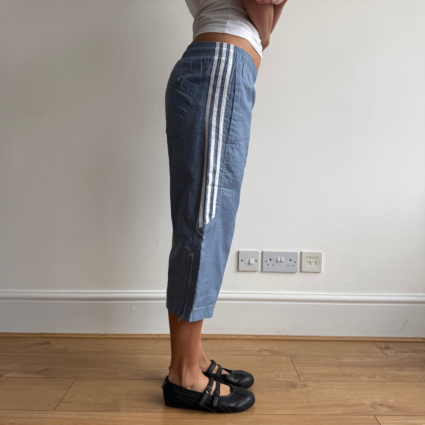 Blue Adidas grid cargo capris - Size S