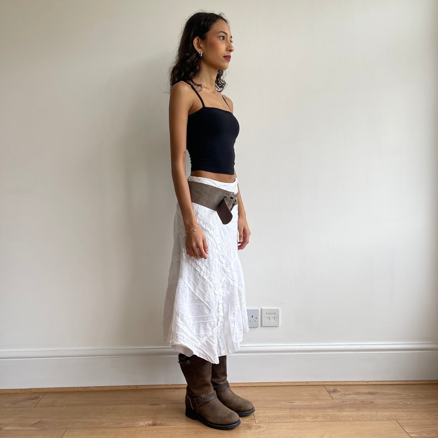 Taupe leather belt - Size S