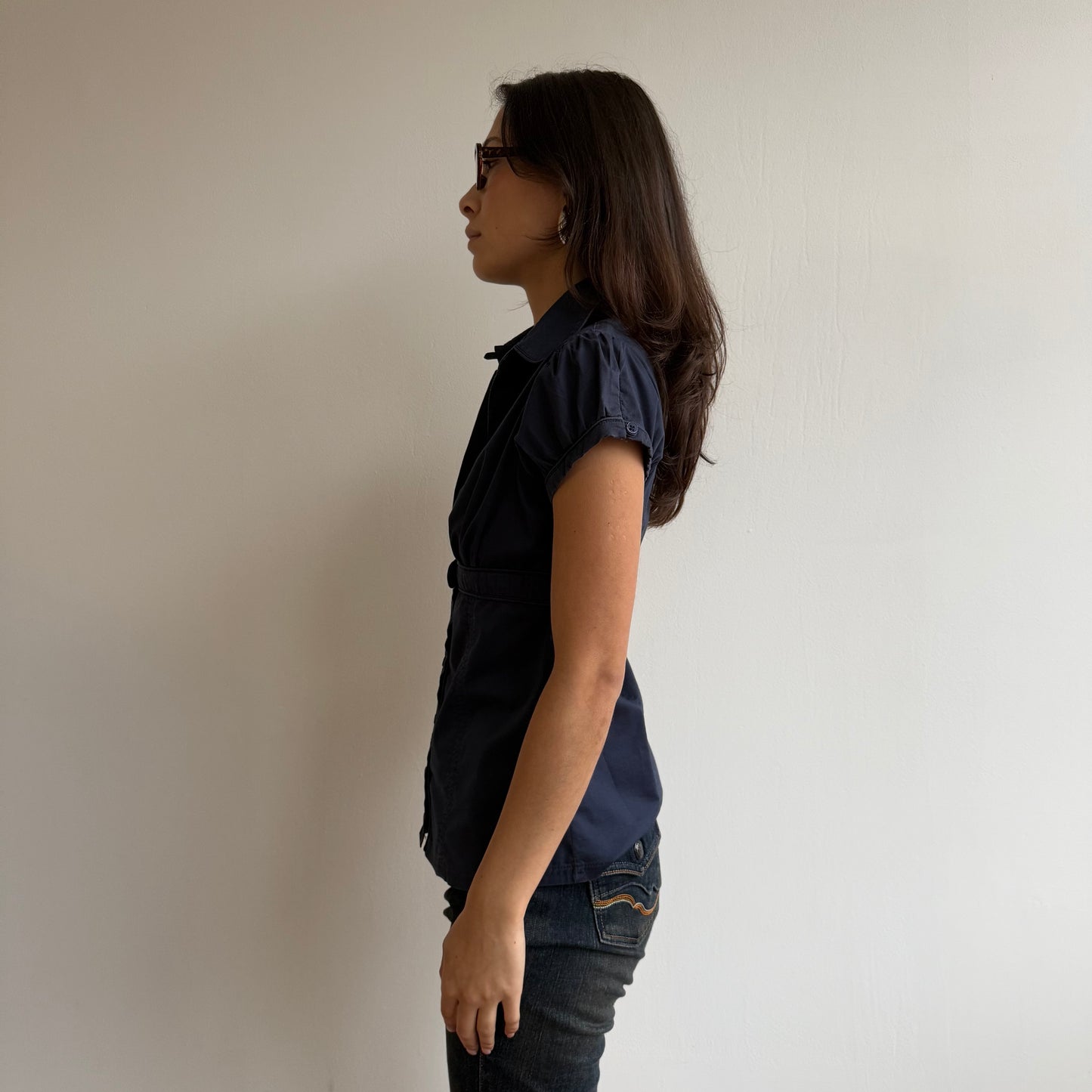 Navy short sleeve shirt - Size S