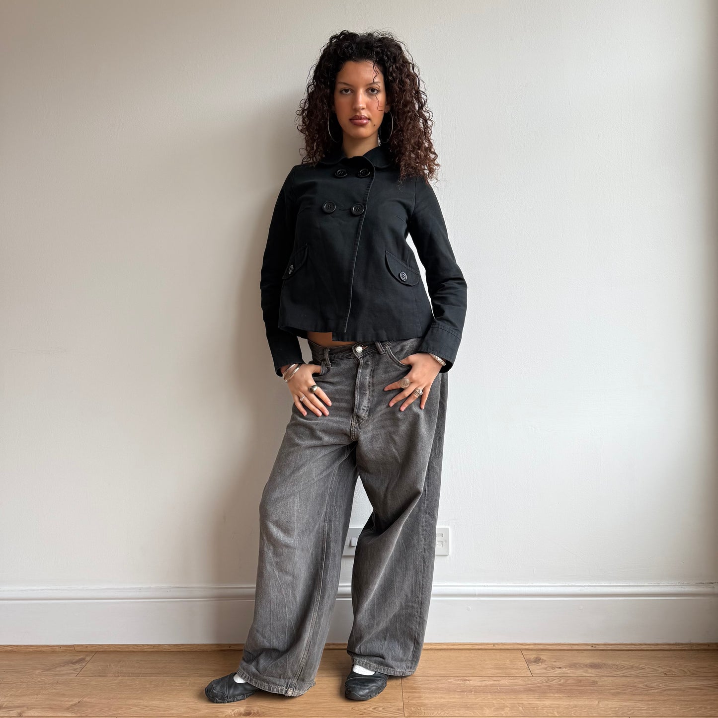 Black swing peacoat - Size S