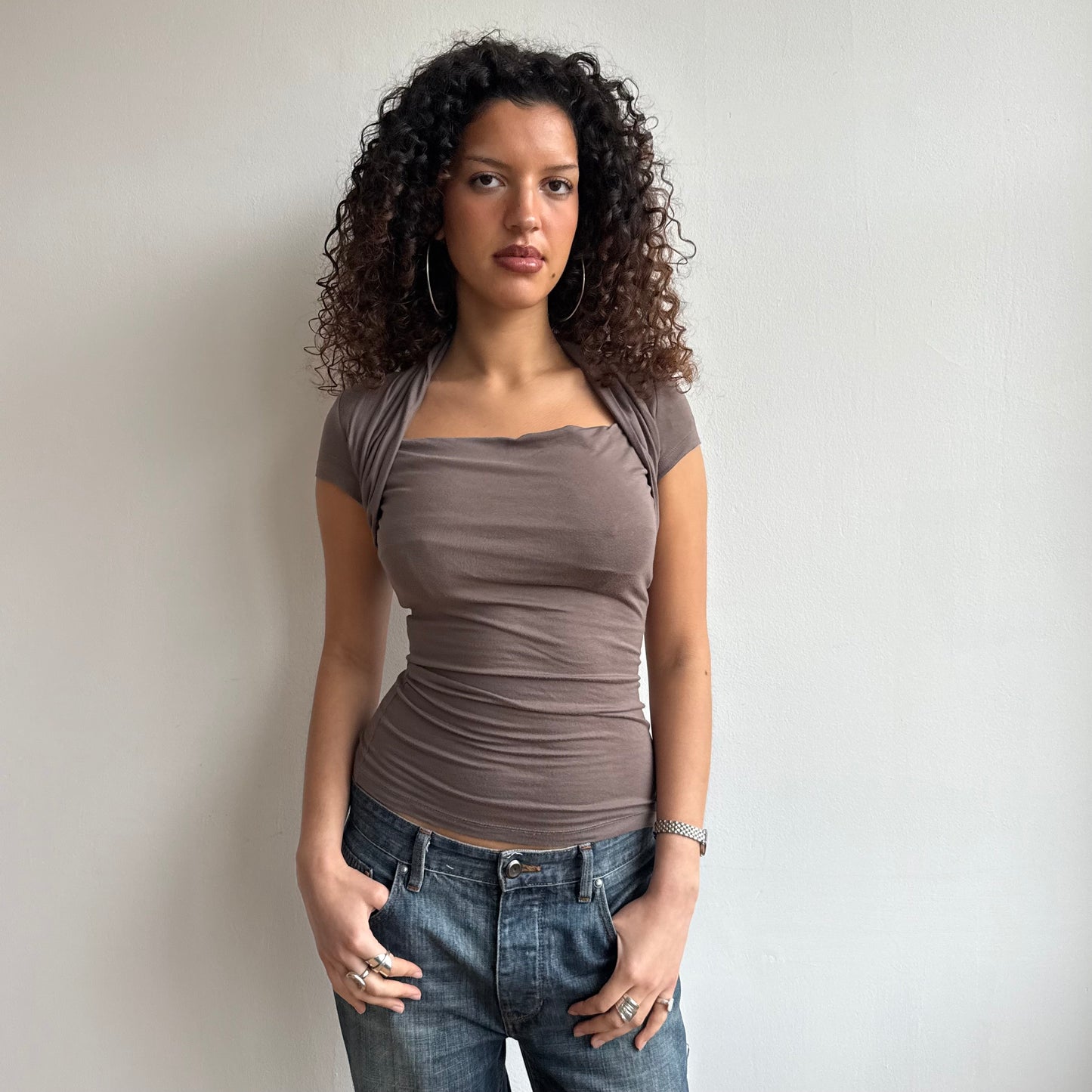 Taupe bolero t-shirt - Size S