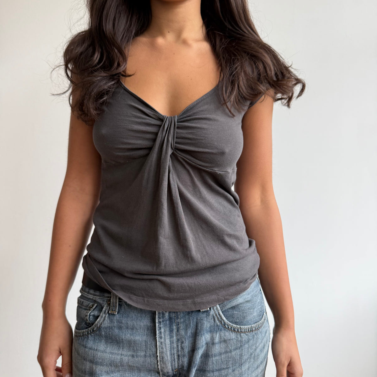 Grey twist front top - Size S