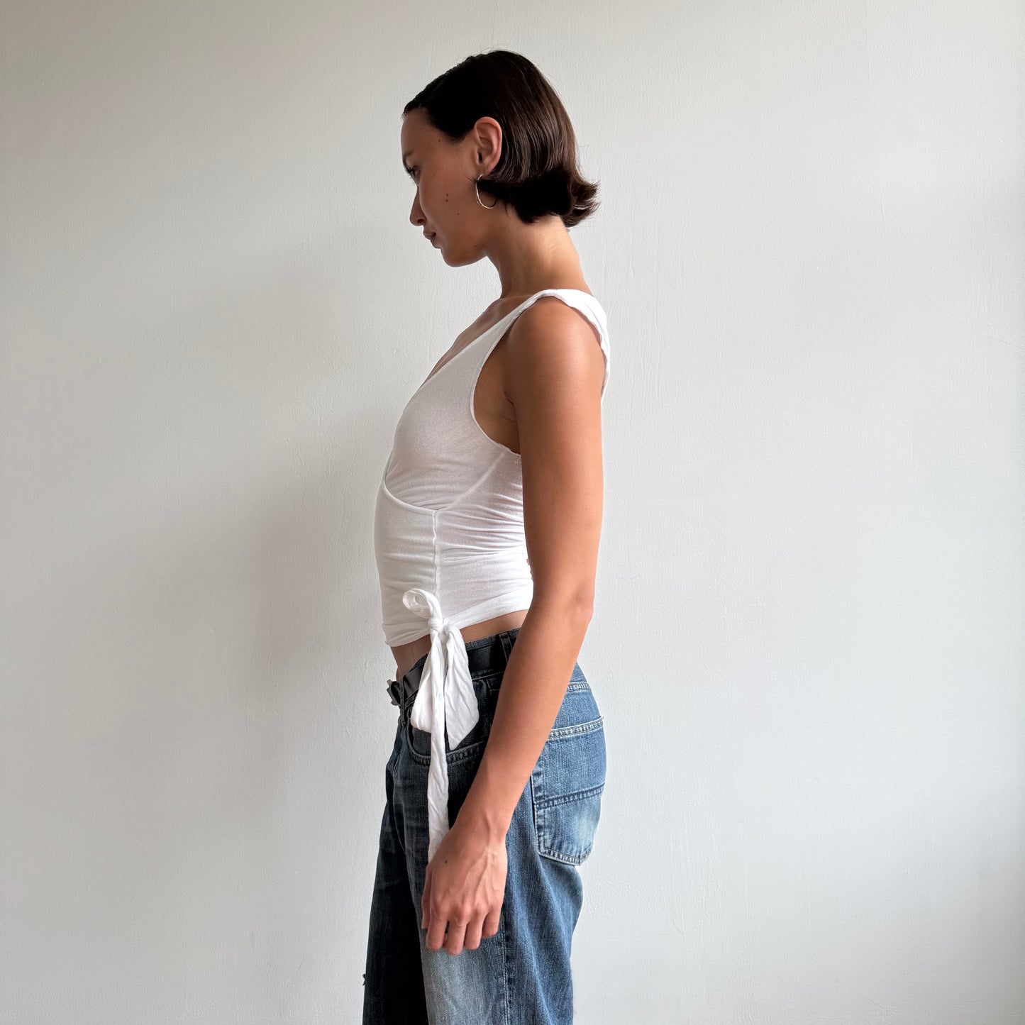 White wrap tie side top - Size XXS/XS