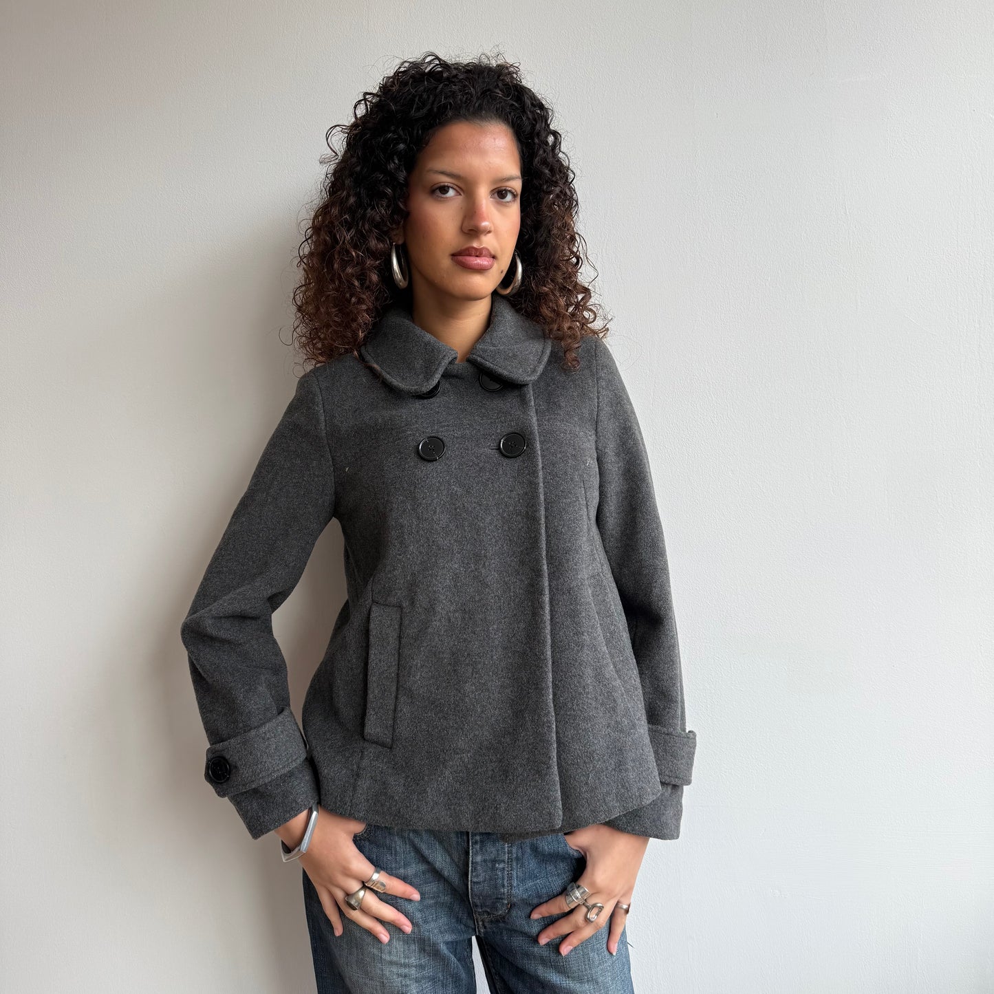 Grey wool peacoat - Size M