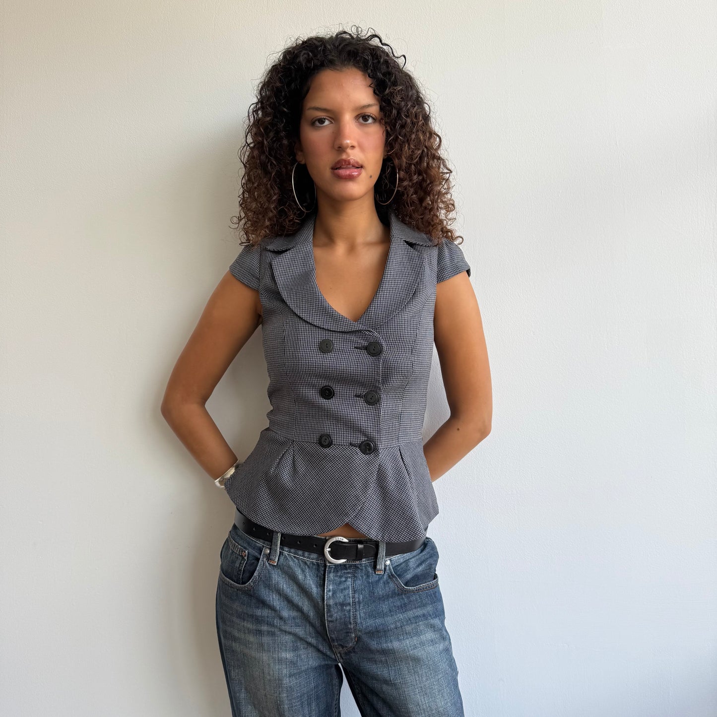 Plaid waistcoat peacoat - Size S