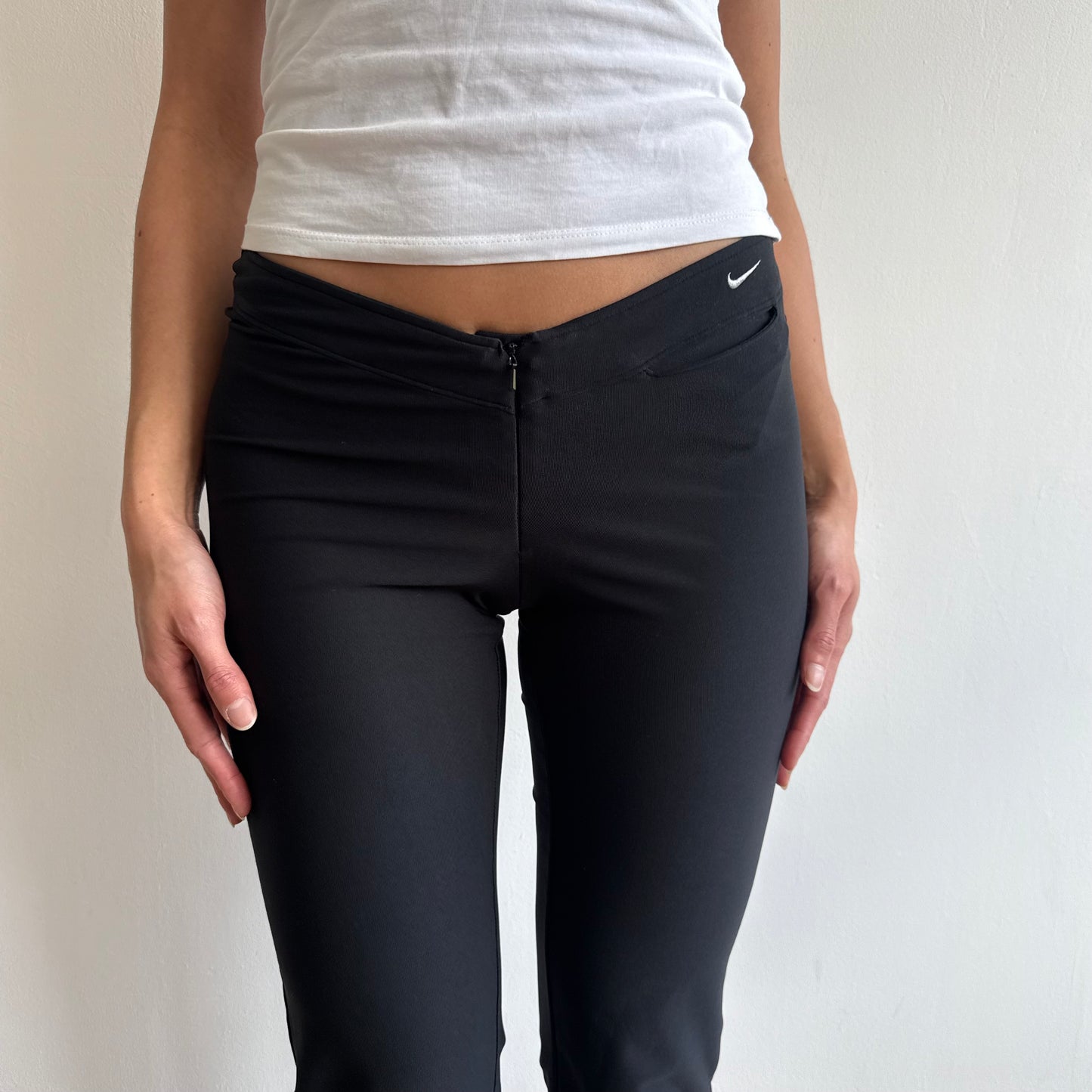 Black Nike zip front capris - Size S