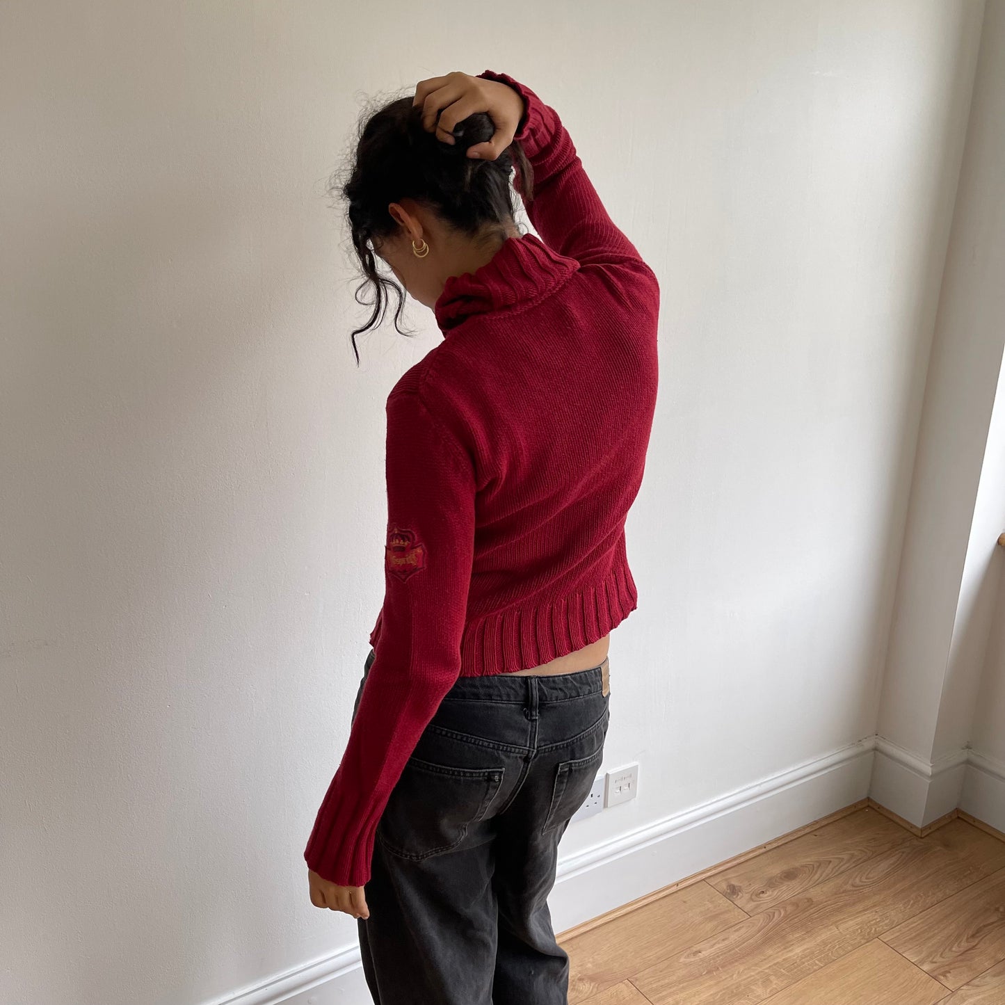 Red roll neck jumper - Size M