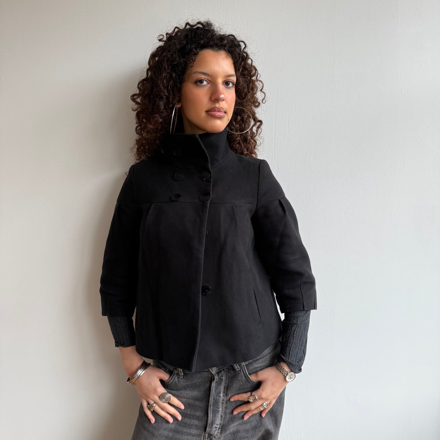 Black suiting peacoat - Size S