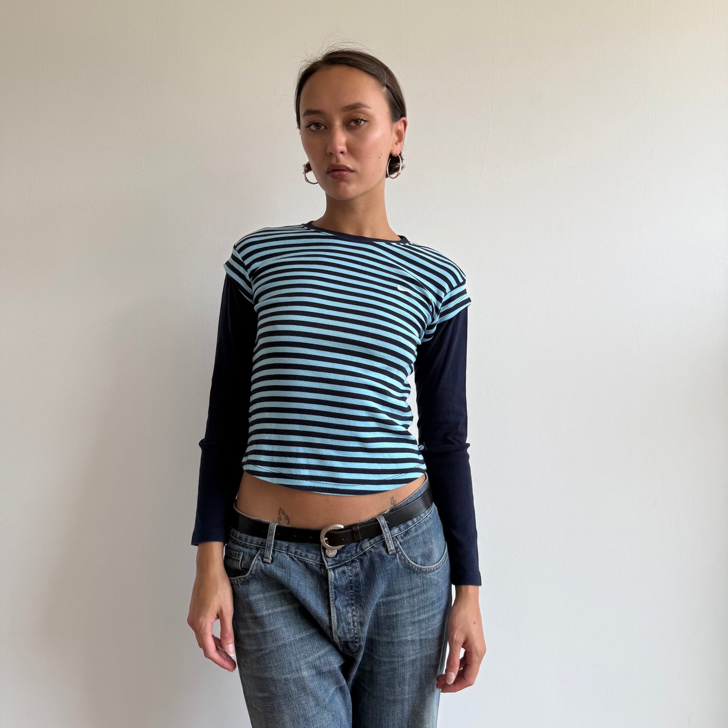 Blue striped Nike long sleeve top - Size XS