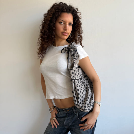 Light khaki polka dot bag - OS