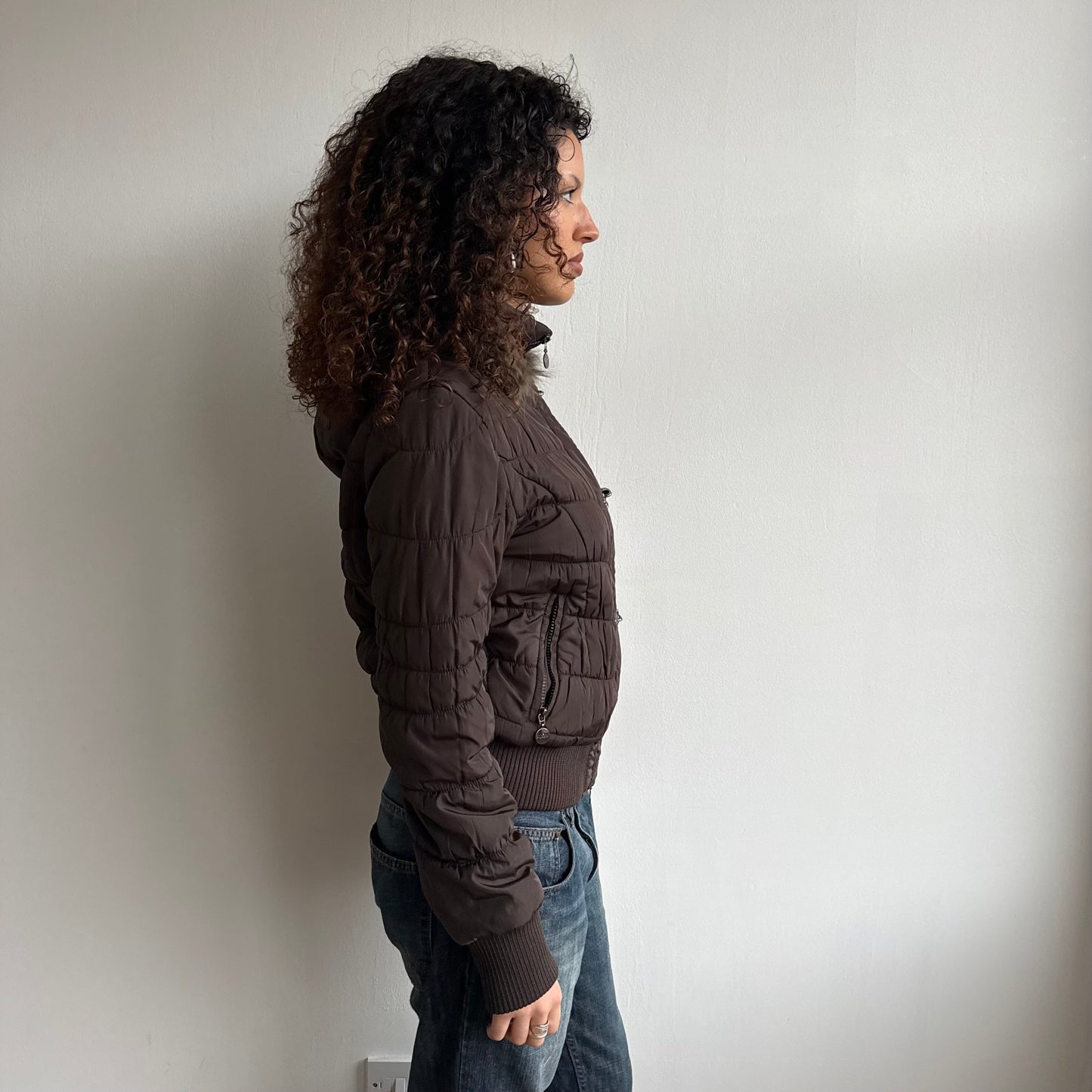 Brown fireman’s clasp bomber - Size M