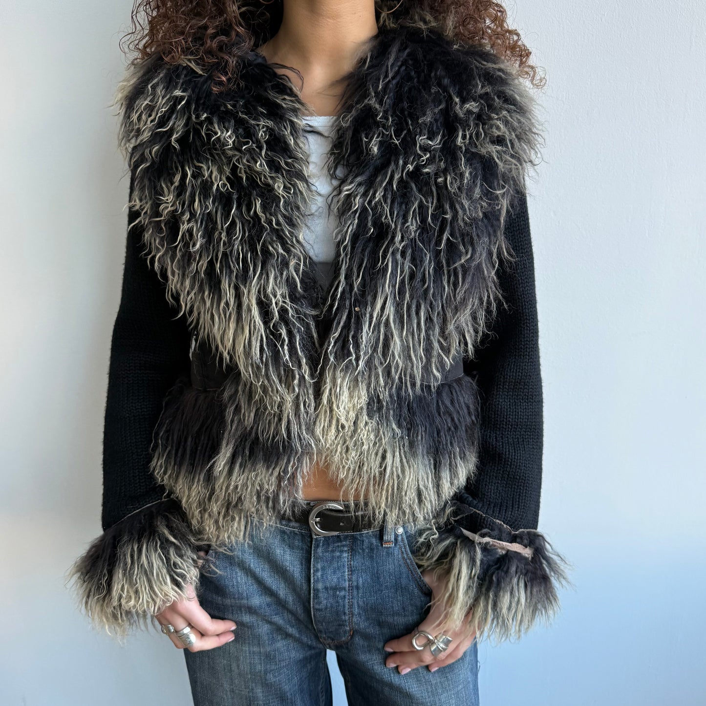 Black knit afghan jacket - Size M
