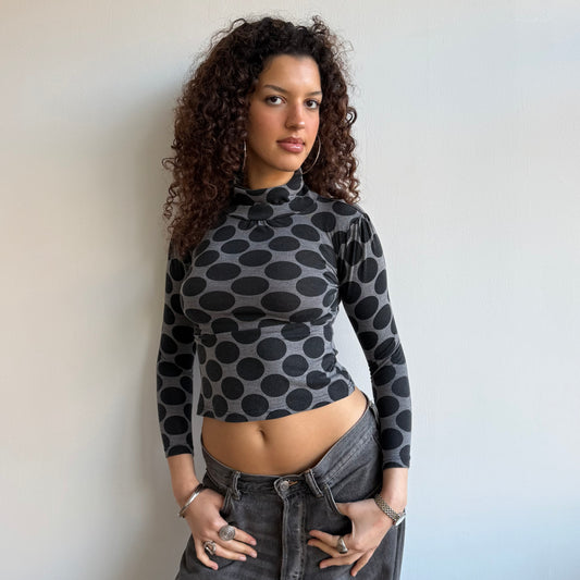 Grey polka dot roll neck - Size XXS