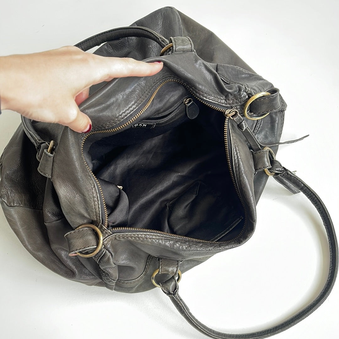 Large leather boho bag - OS