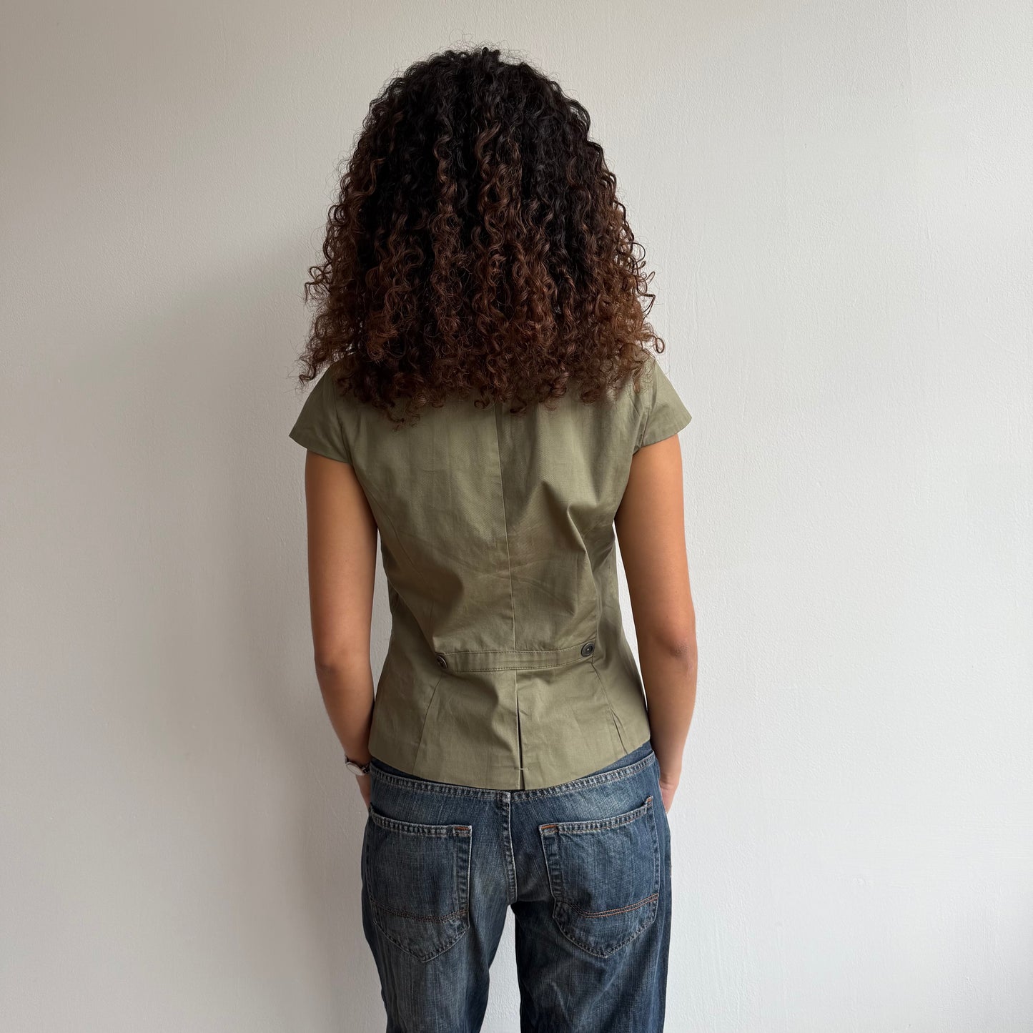 Khaki short sleeve waistcoat - Size L