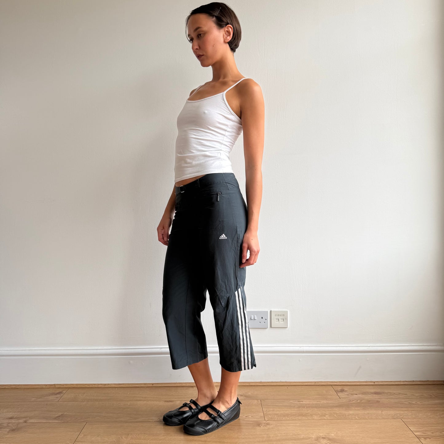 Navy Adidas belt capris - Size S