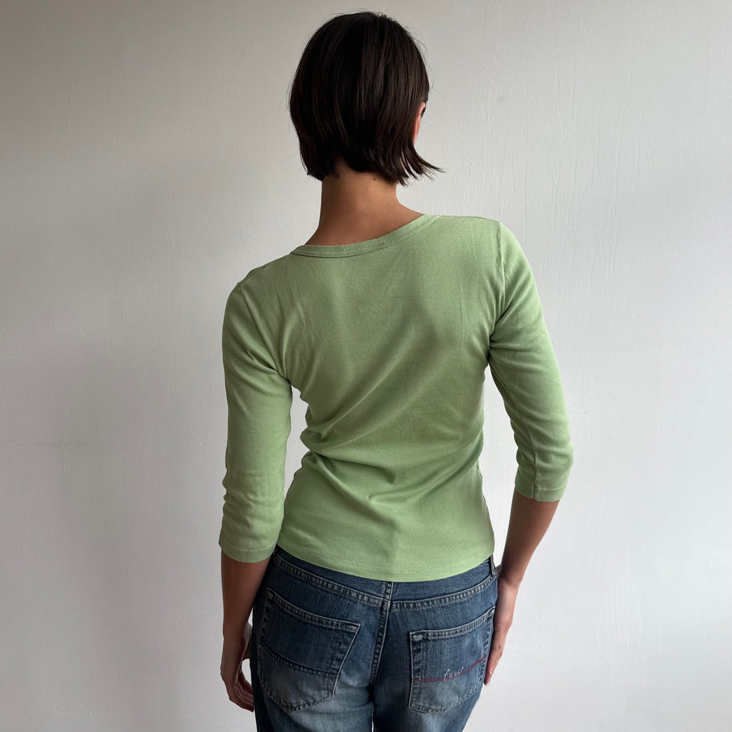 Apple green 3/4 sleeve top - Size S