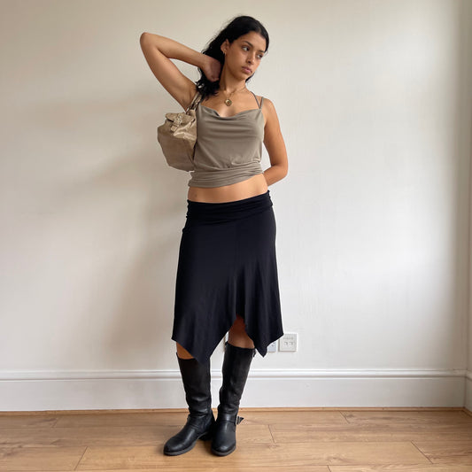 Black asymmetric midi skirt - Size S