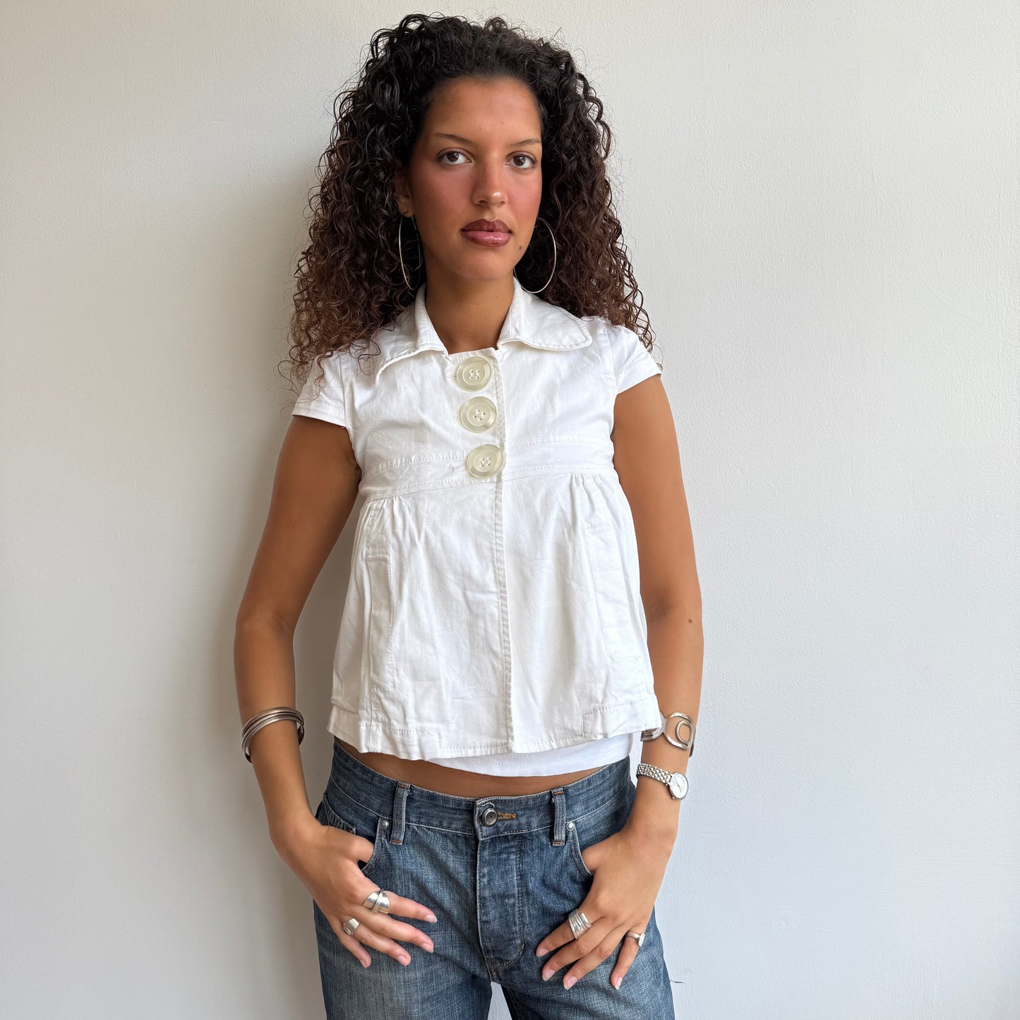 White short sleeve peacoat - Size S