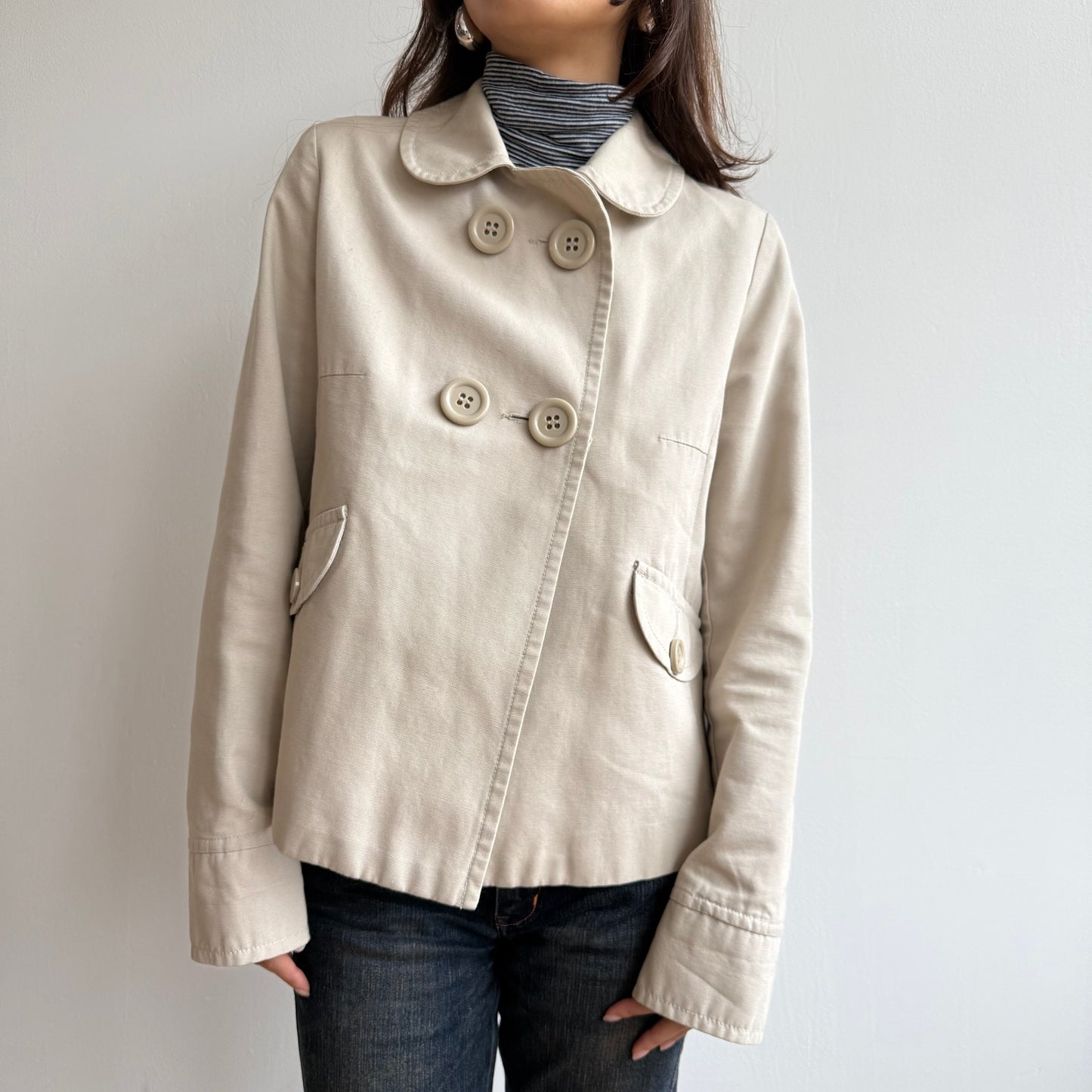 Cream peacoat - Size S/M