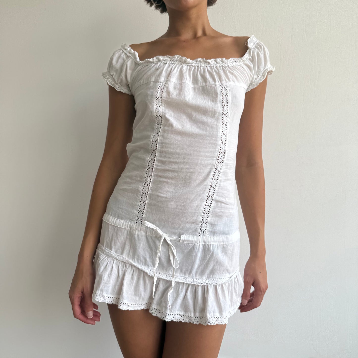 White milkmaid mini dress - Size XS