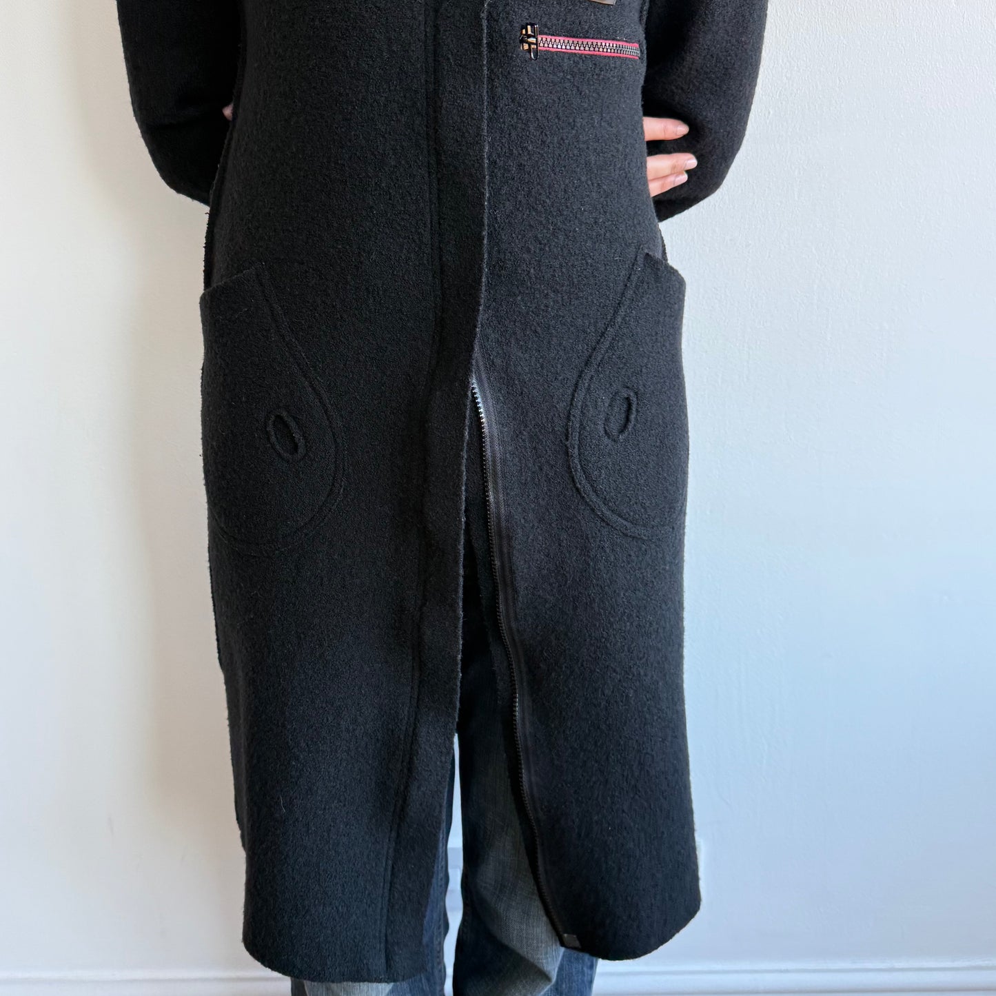 Cop Copine long black wool coat - Size M