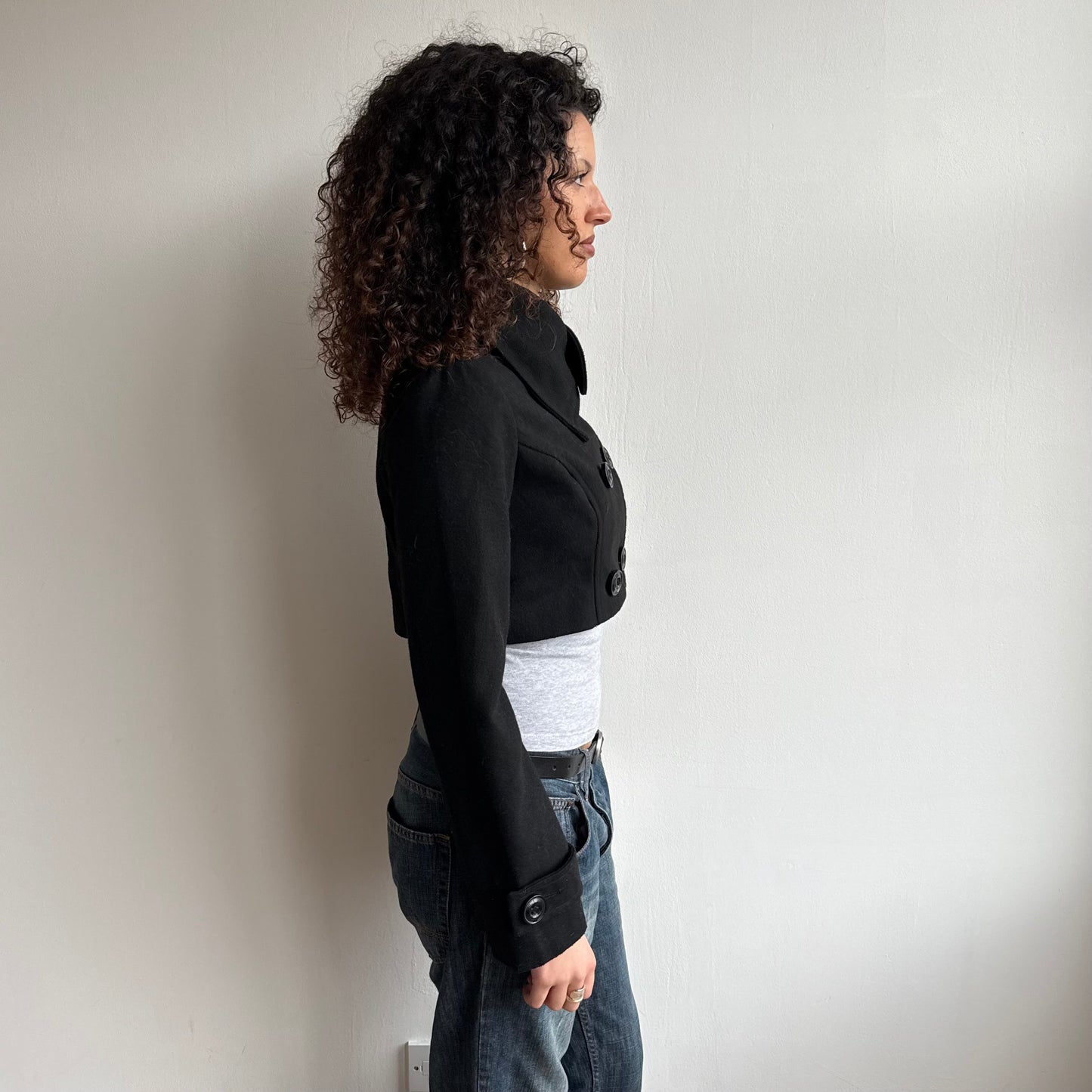 Black cropped peacoat - Size M