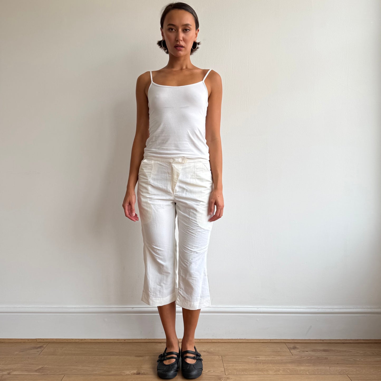 Cream Adidas wrap waist capris - Size S