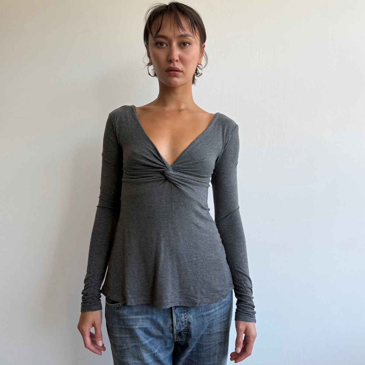 Charcoal twist keyhole top - Size S