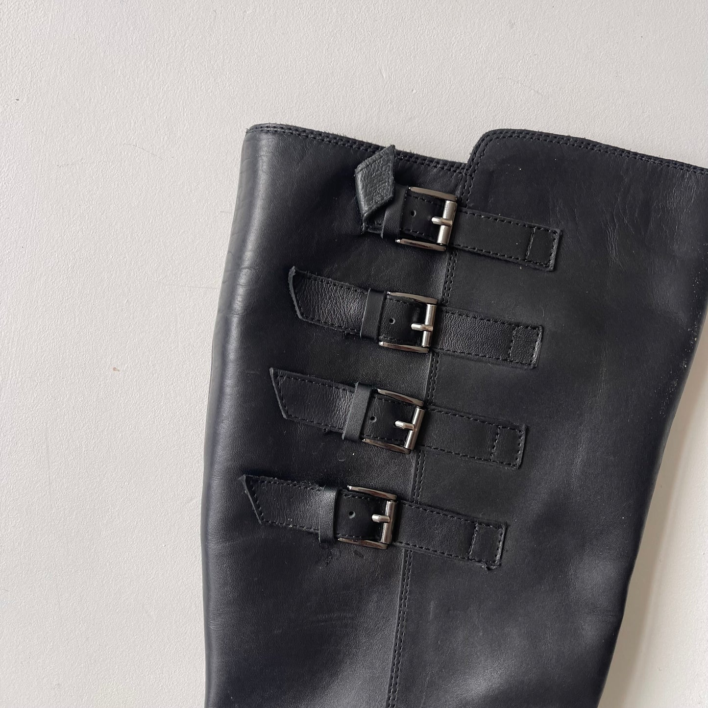 Black leather buckle boots - Size UK5