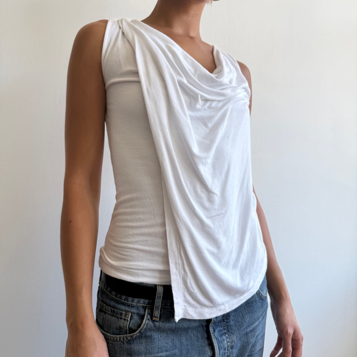 Ralph Lauren white drape top - Size S