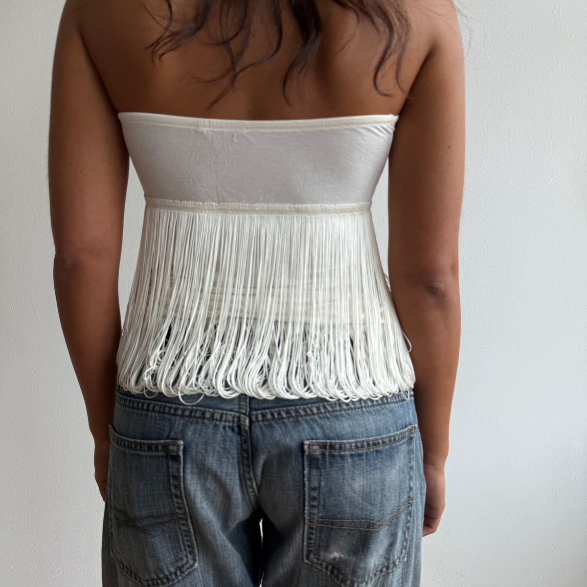 Cream tassel tube top - Size S