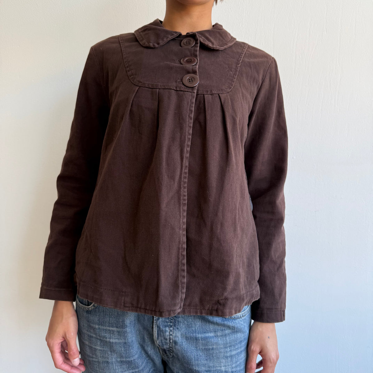 Brown long sleeve swing coat - Size M