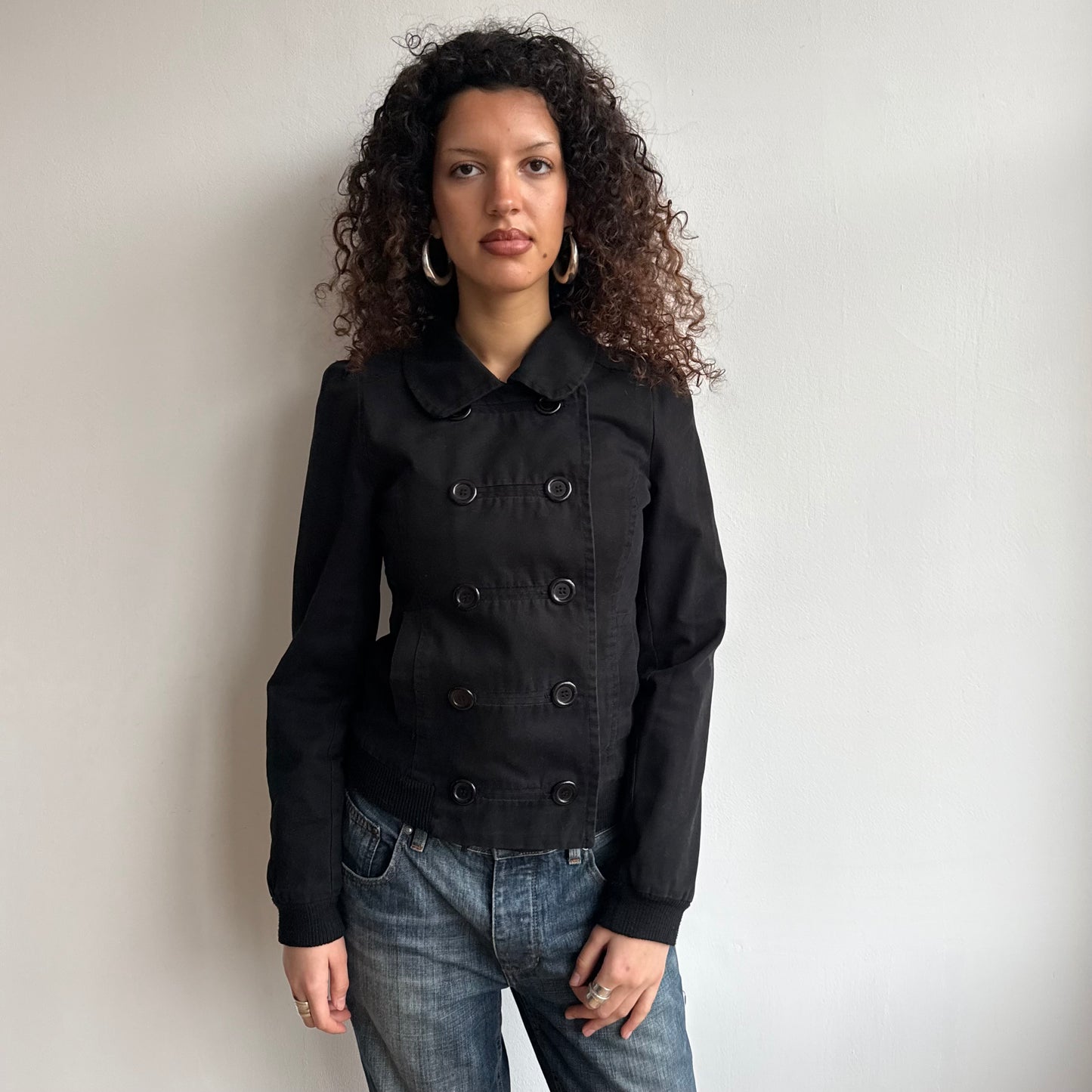 Black double breasted bomber - Size S
