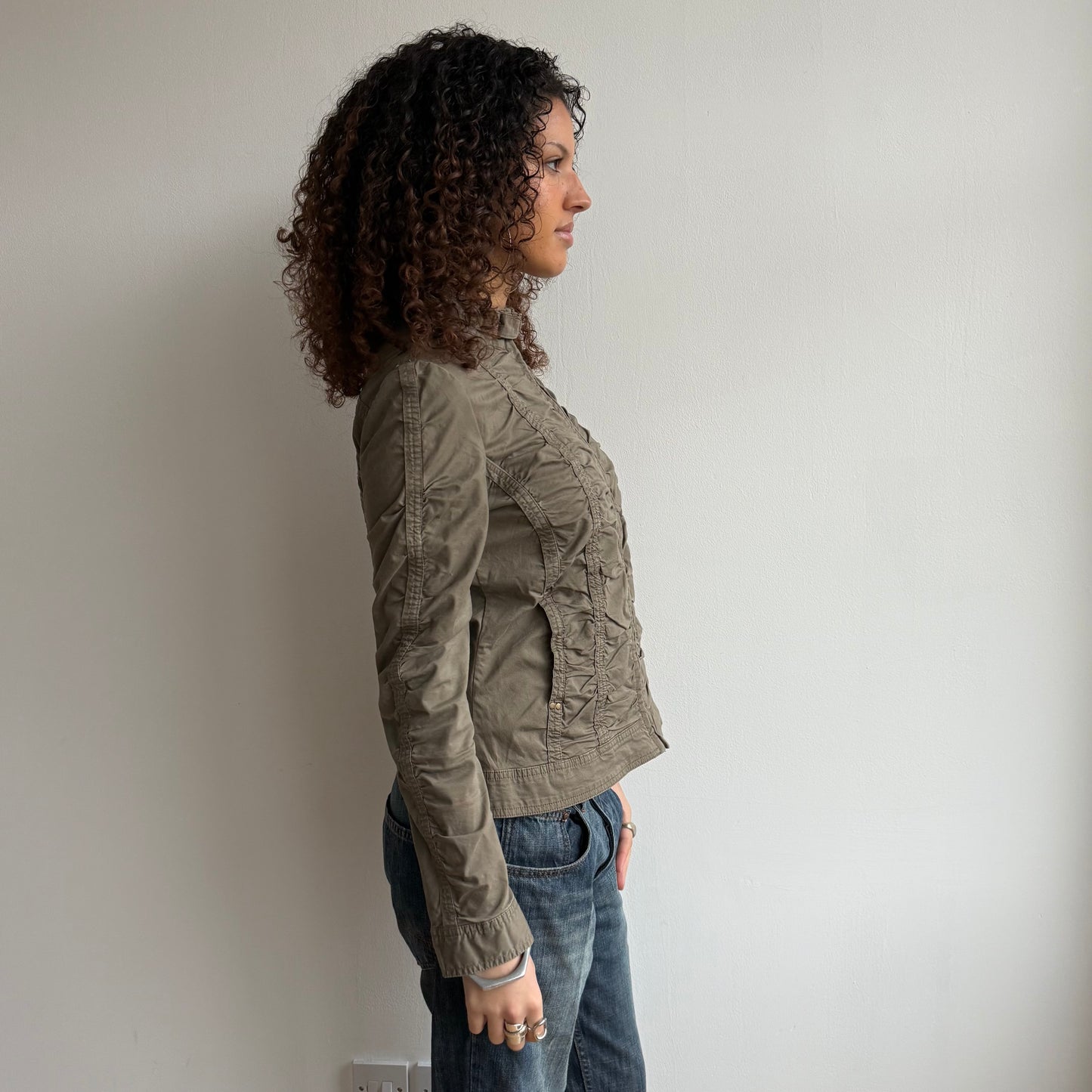 Khaki ruched cargo jacket - Size M