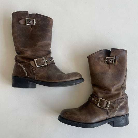 Brown Harley Davidson boots - Size UK5 (Pair 2)