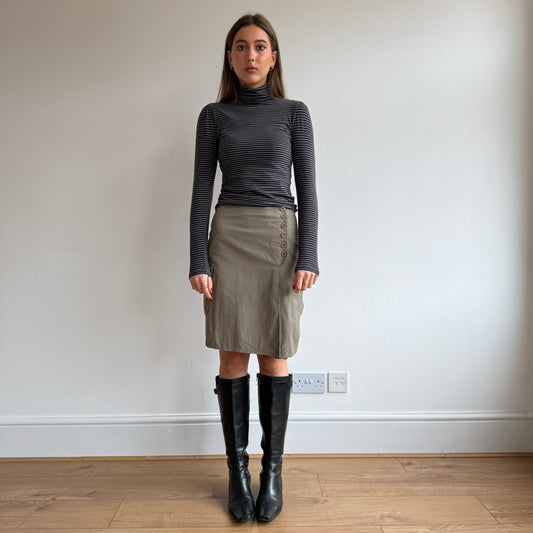Khaki button front skirt - Size XS