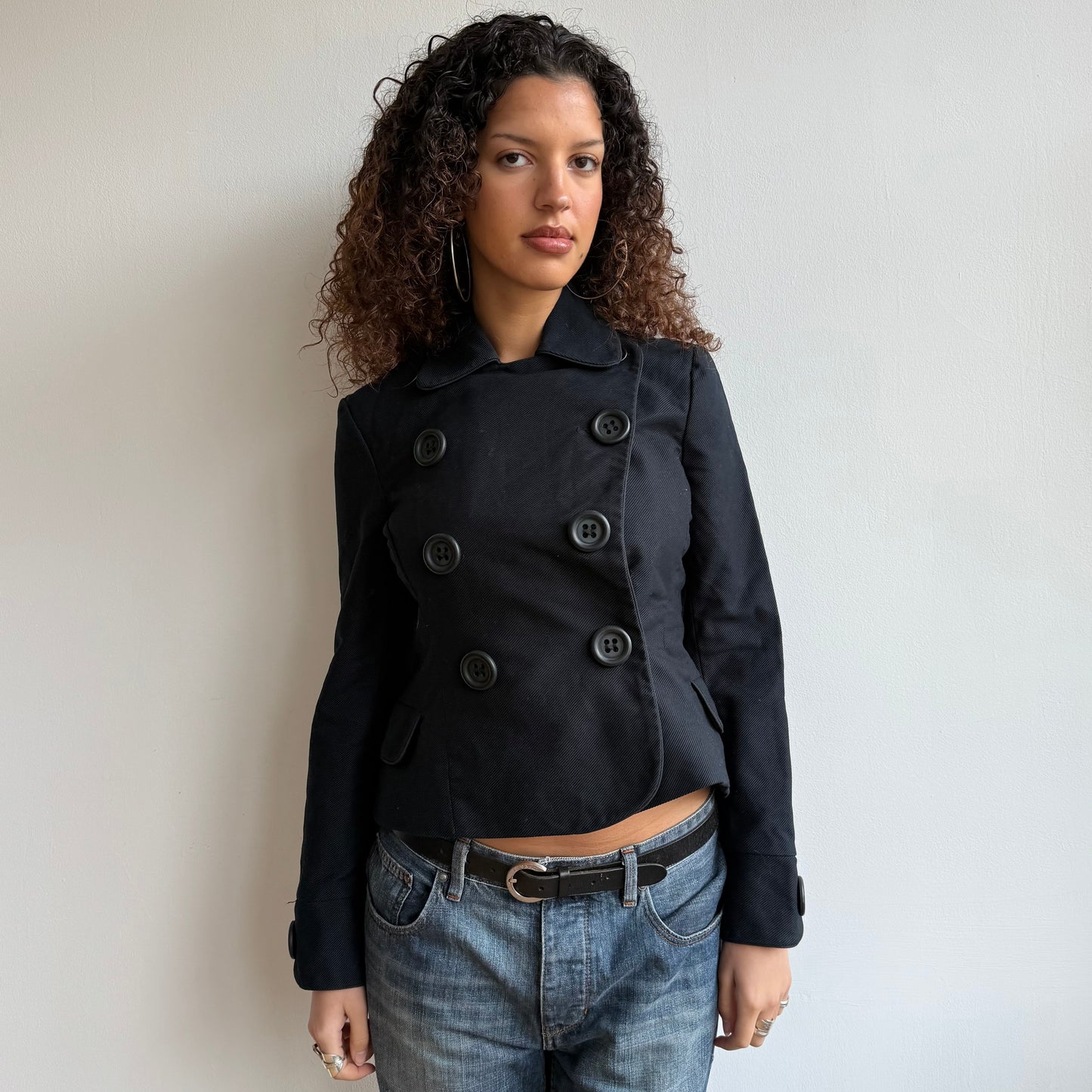 Black double breasted peacoat - Size S/M