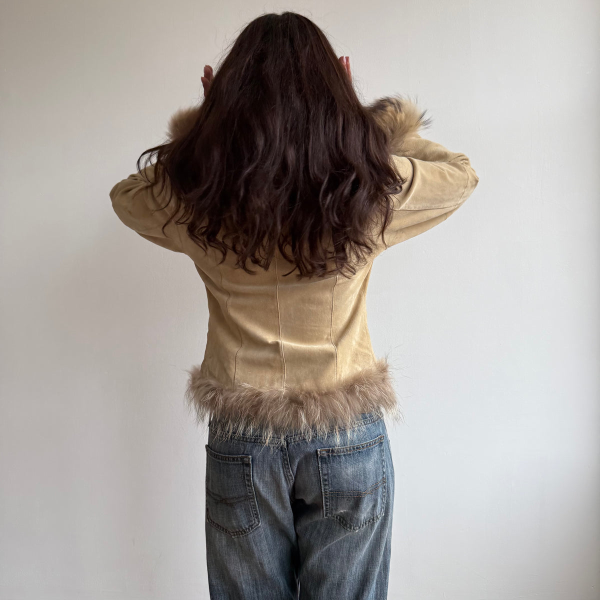 Brown leather suede afghan coat - Size M