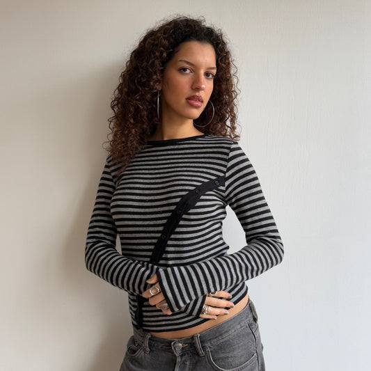 Striped button knit - Size S