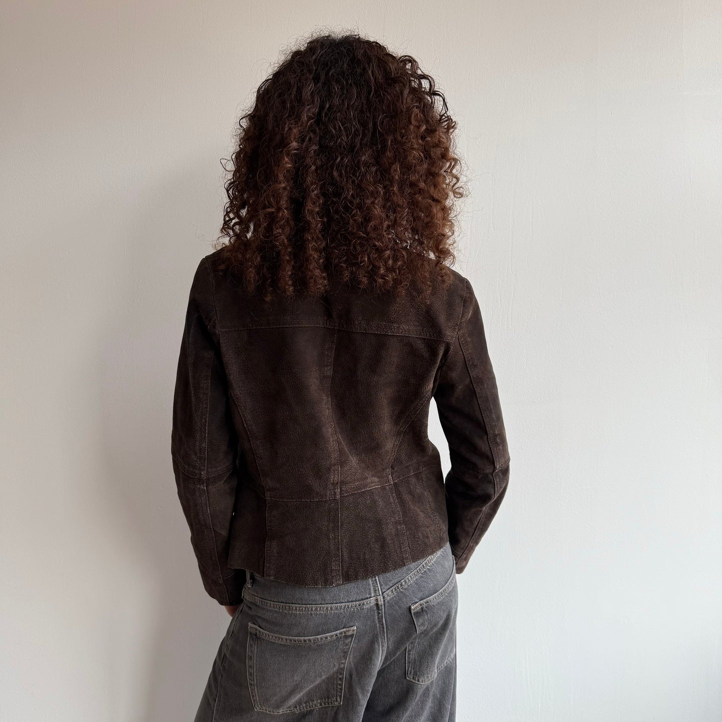 Chocolate brown suede jacket - Size S